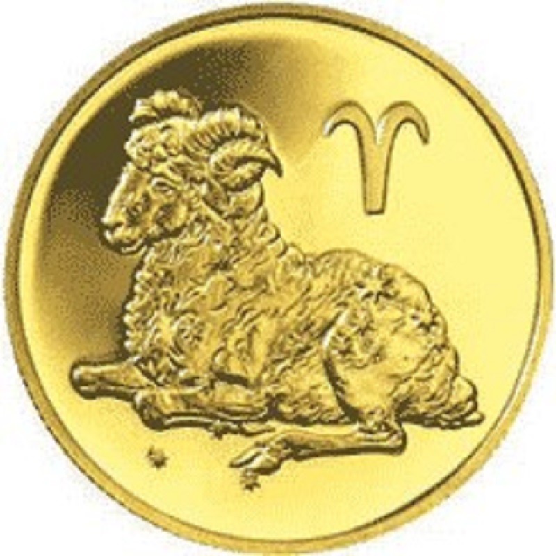 Золотая монета России "Знаки Зодиака - Овен", 2004 г.в., 7,78 г чистого золота (проба 0,999)