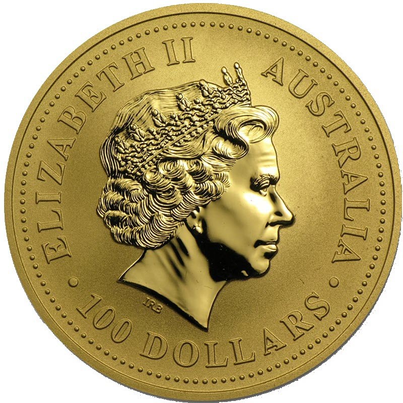 Золотая инвестиционная монета Австралии - Кенгуру 2001 г.в., 31,1 г чистого золота (проба 0,9999)