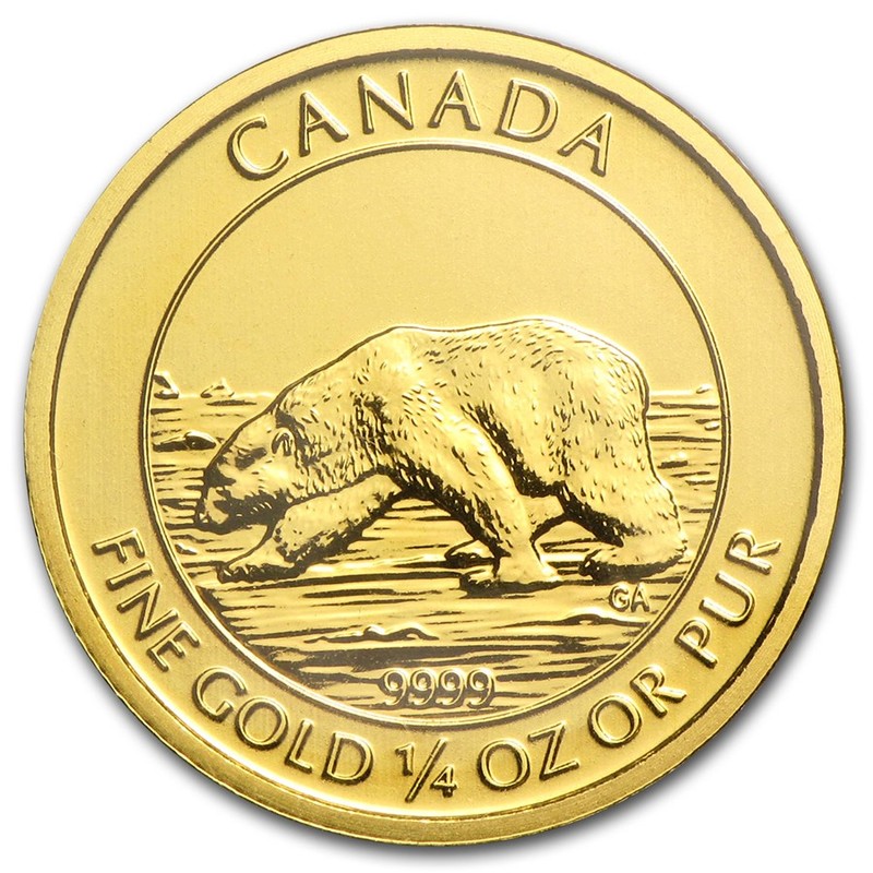 Золотая монета Канады «Полярный медведь» 2013 г.в., 7.78 г чистого золота (проба 0.9999)