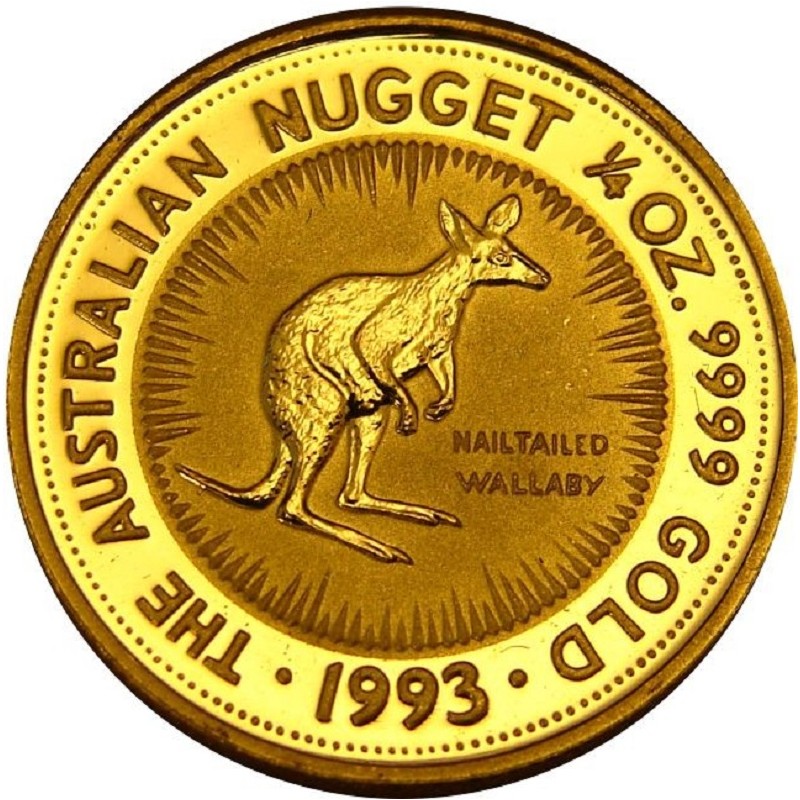 Золотая инвестиционная монета Австралии - Кенгуру 1993 г.в., 1/4 тройской унции (7,78 г) чистого золота (проба 0,9999)