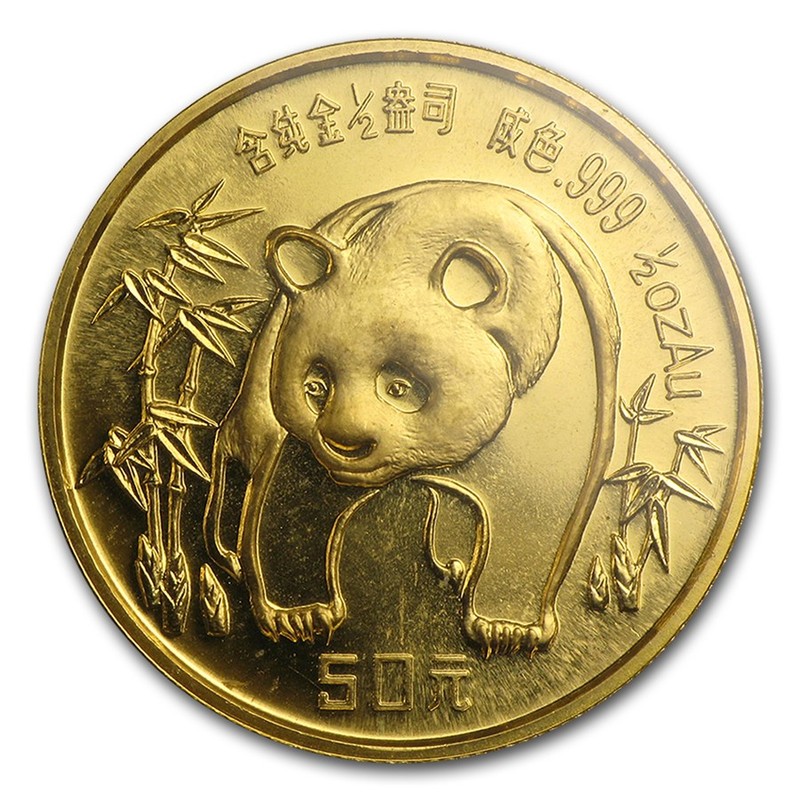 Золотая монета Китая «Панда» 1986 г.в., 15,55 г чистого золота (проба 0.999)