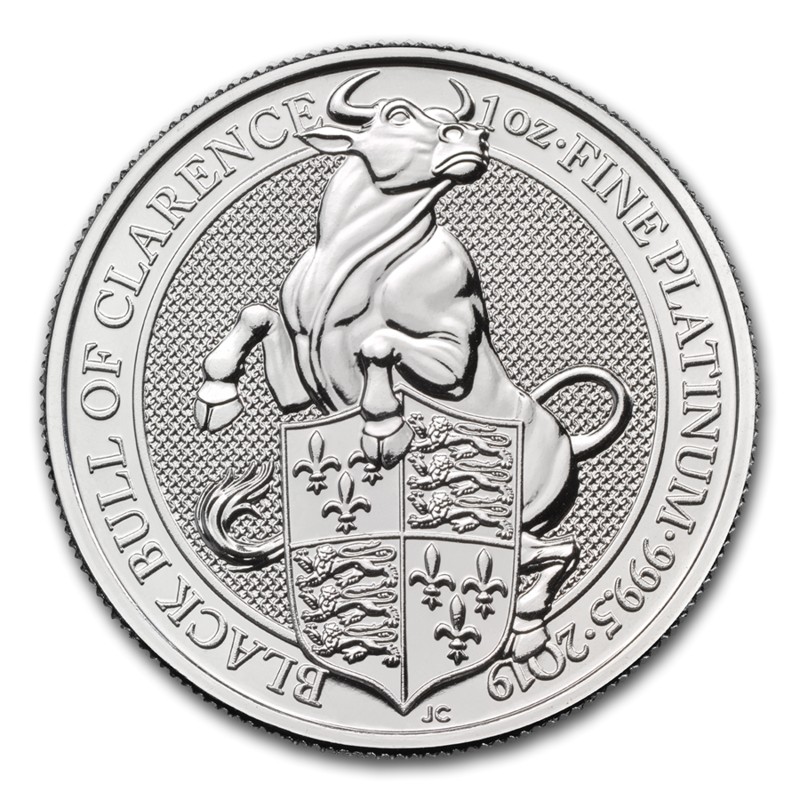 Платиновая монета Великобритании «Черный бык» 2019 г.в., 31.1 г чистой платины (проба 0.9995)