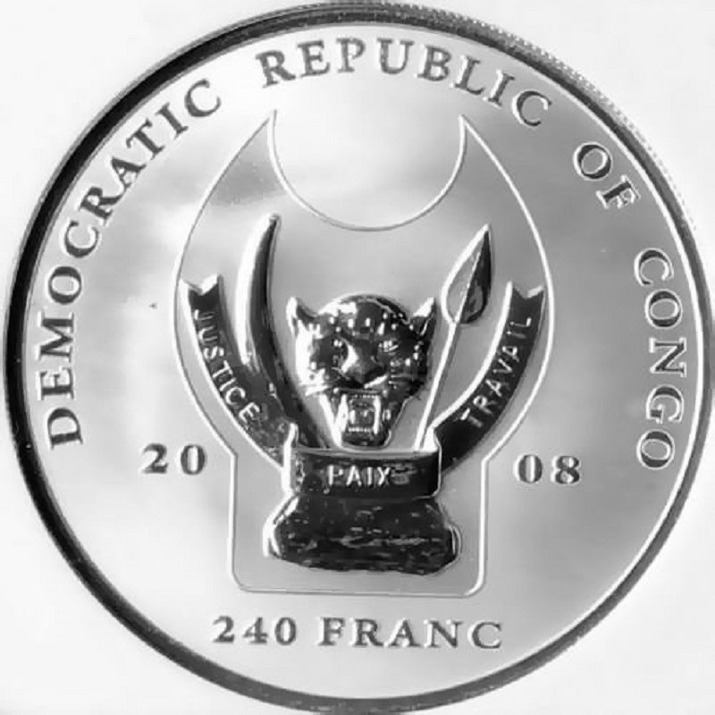Набор из 5-ти серебряных монет Конго "Большая Африканская Пятерка" 2008 г.в., 5*31,1 г чистого серебра (Проба 0,999)