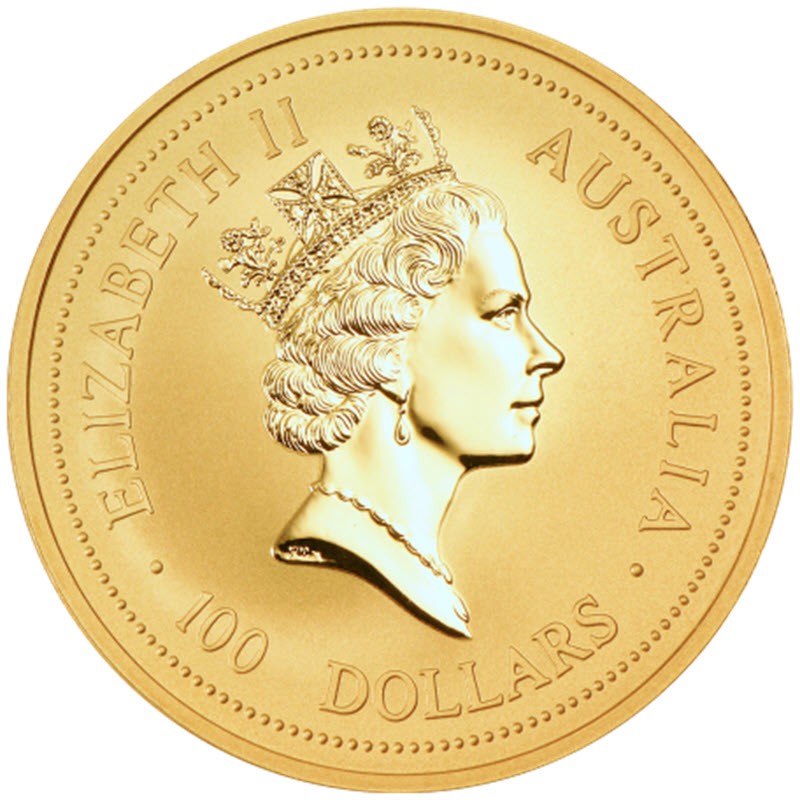 Золотая монета Австралии "Лунар I - Год Крысы" 1996 г.в., 31.1 г чистого золота (Проба 0,9999)