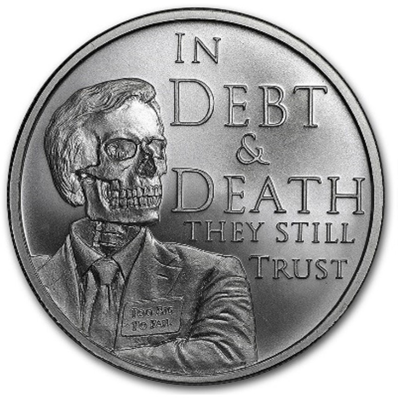 Серебряный жетон США "В Долг и Смерть они еще верят" 2017 г.в., 31,1 г чистого серебра (Проба 0,999)
