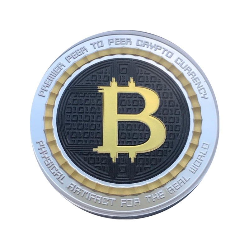 Серебряный жетон США "Биткоин. Crypto Icon" с цветным изображением,  31.1 г чистого серебра (проба 0,999)