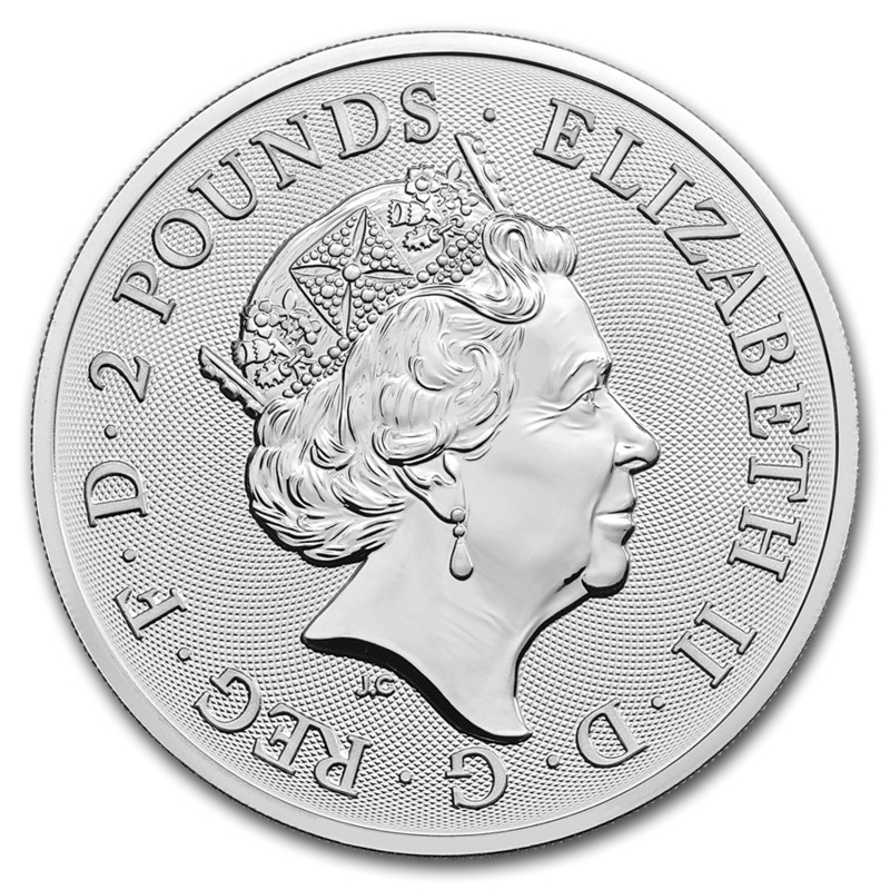 Серебряная монета Великобритании "Королевский Герб" 2019 г.в., 31,1 г чистого серебра (Проба 0,999)