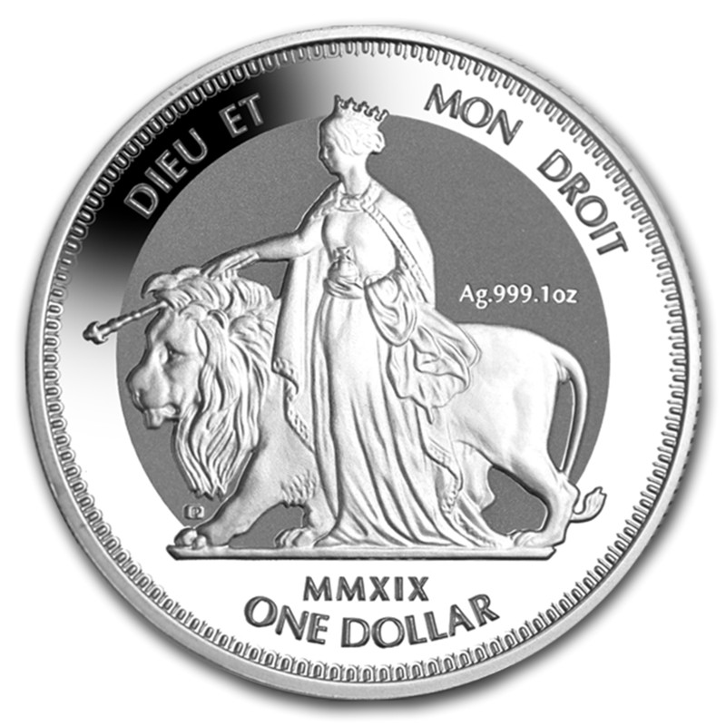 Серебряная монета Виргинских островов "Уна и Лев" 2019 г.в., 31,1 г чистого серебра (Проба 0,999)