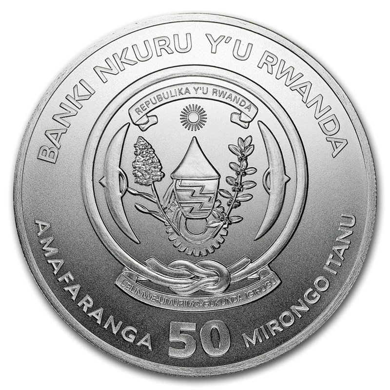 Серебряная монета Руанды "Африканский китоглав" 2019 г.в., 31.1 г чистого серебра (Проба 0,999)
