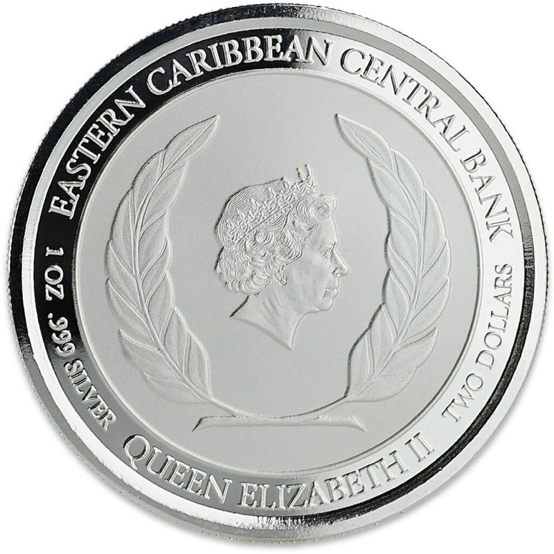 Серебряная монета Сент-Винсент и Гренадины "Гидросамолет" 2018 г.в., 31,1 г чистого серебра (Проба 0,999)