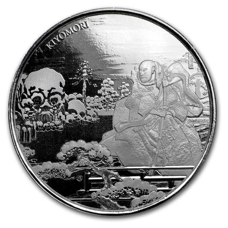 Серебряная монета Фиджи "Самурай Тайра-но Киёмори" 2018 г.в., 31,1 г чистого серебра (Проба 0,999)