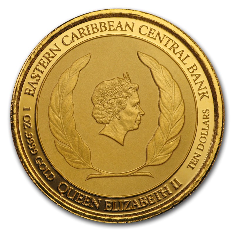 Золотая монета Антигуа и Барбуды «Торговля ромом» 2019 г.в., 31.1 г чистого золота (проба 0.9999)