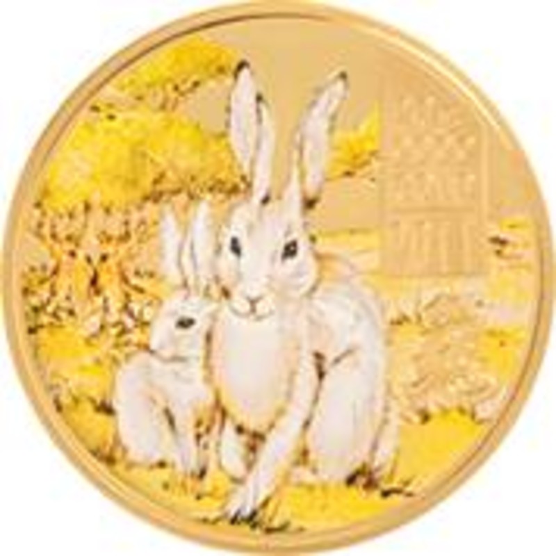 Золотая монета Островов Кука "Год Кролика" 2011 г.в., 20 гр чистого золота (проба 0,9999)