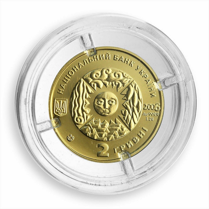 Золотая монета Украины "Знаки Зодиака. Телец" 2006 г.в., 1,24 г чистого золота (Проба 0,9999)