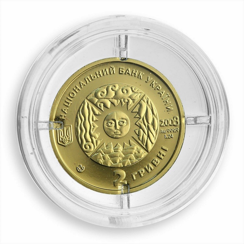 Золотая монета Украины "Знаки Зодиака. Рак" 2008 г.в., 1.24 г чистого золота (Проба 0,9999)