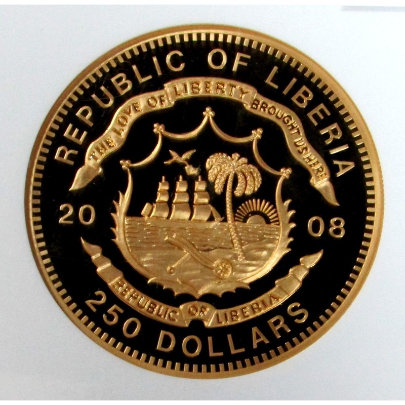 Золотая монета Либерии "Чемпионат Европы по футболу ЕВРО-2008" 2008 г.в., 155,5 г чистого золота (Проба 0,9999)