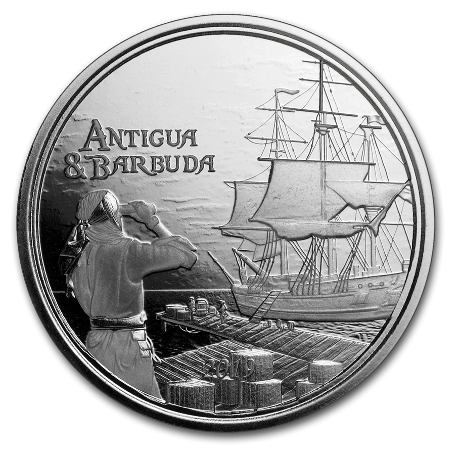Серебряная монета пиратов. Монета Антигуа серебро. Монеты Антигуа и Барбуда. Серебряные монеты Барбуда. Antigua and Barbuda 2 Dollars 2019 rum Runner Silver 1 oz.