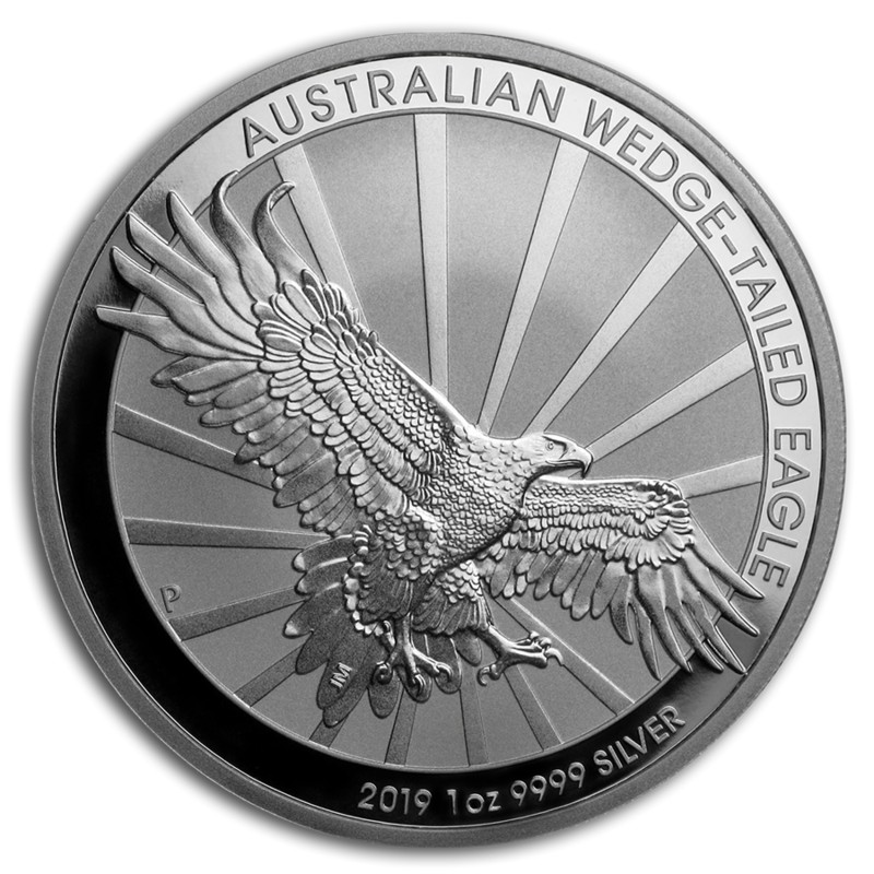Серебряная монета Австралии «Клинохвостый орел» 2019 г.в., 31.1 г чистого серебра (проба 0.9999)