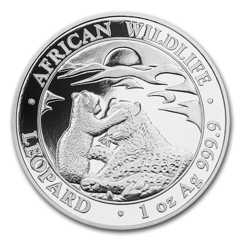 Серебряная монета Сомали "Леопард" 2019 г.в., 31,1 г чистого серебра (Проба 0,9999)