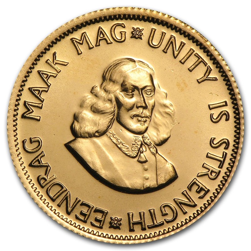 Золотая памятная монета ЮАР - "2 Рэнда", 7,32 гр чистого золота (проба 0,9167)