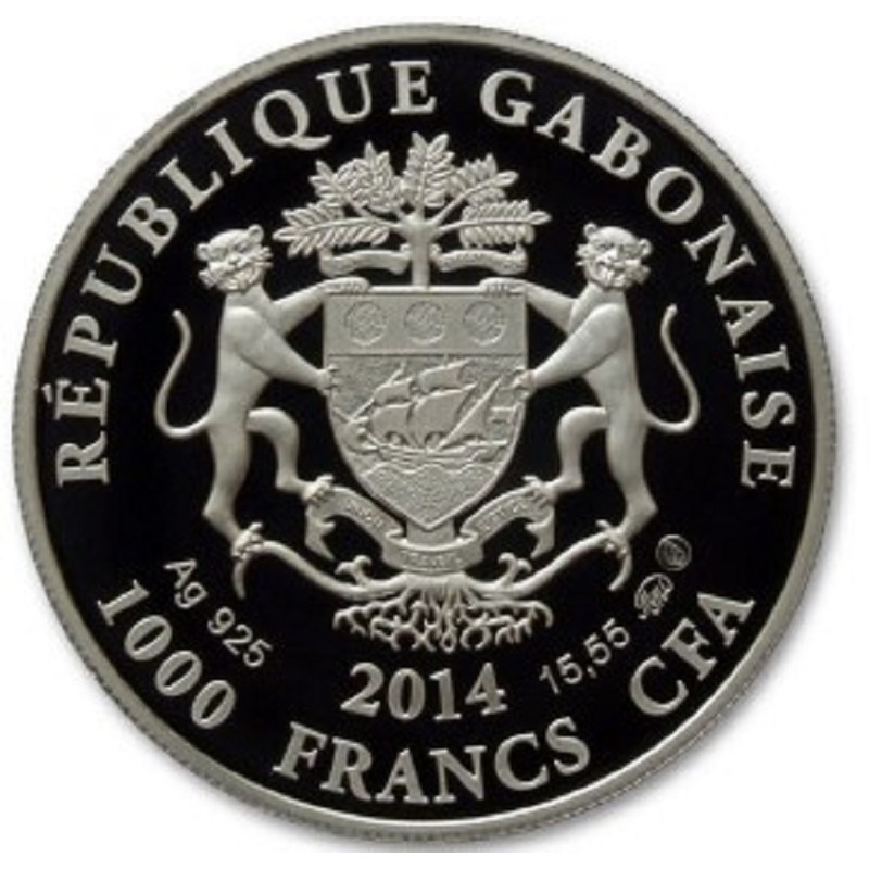 Серебряная монета Габона "Знаки Зодиака - Дева" 2014 г.в., 15.55 г чистого серебра (Проба 0,925)