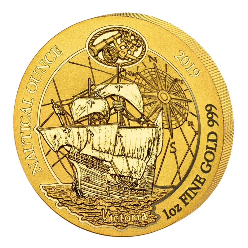 Золотая монета Руанды «Каракка "Виктория"» 2019 г.в., 31.1 г чистого золота (проба 0.999)