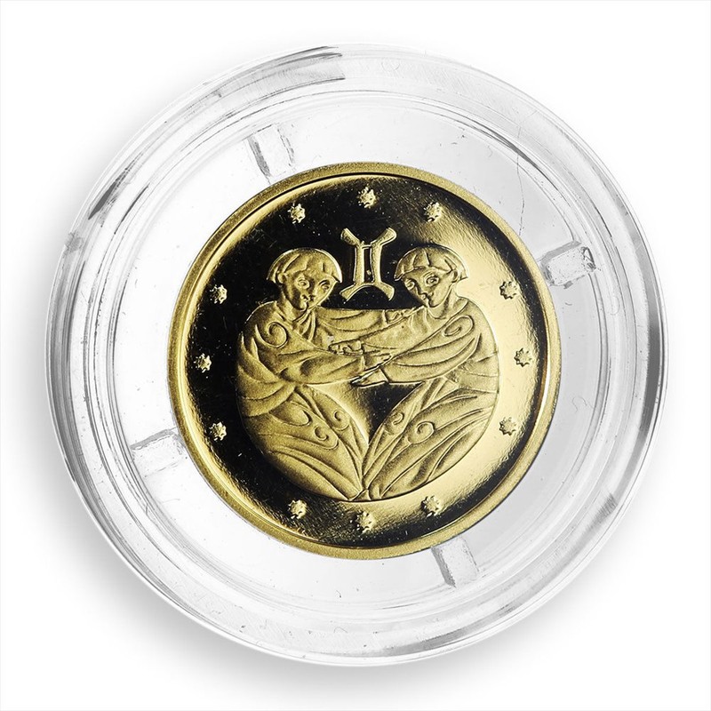 Золотая монета Украины "Знаки Зодиака. Близнецы" 2006 г.в., 1,24 г чистого золота (Проба 0,9999)