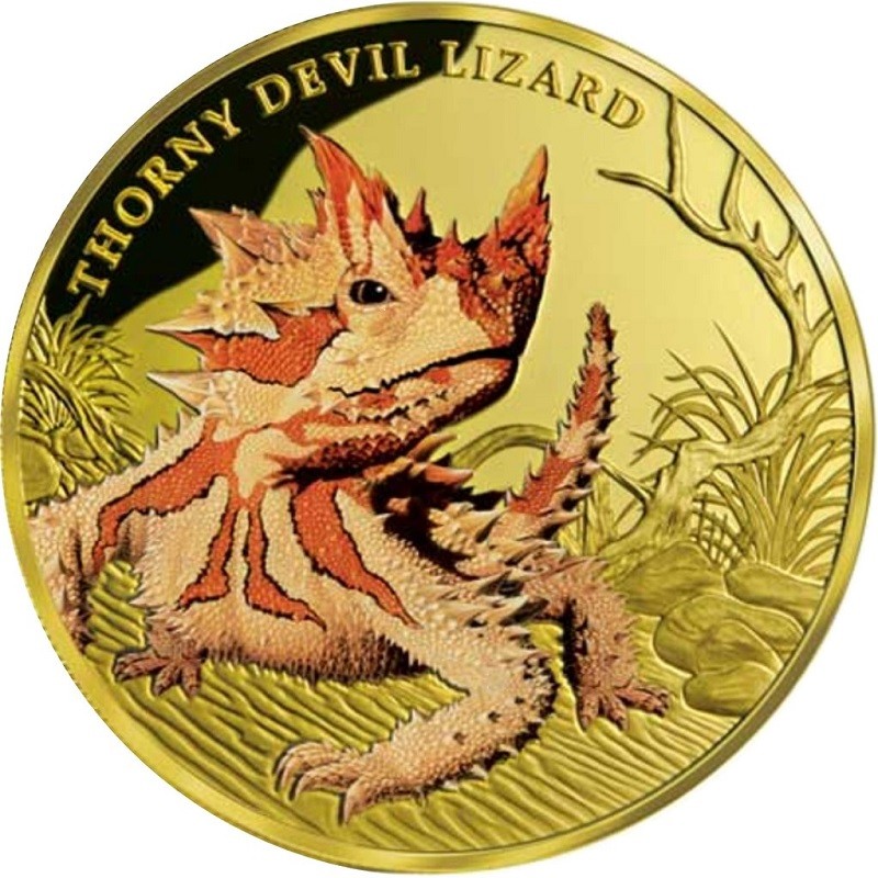 Золотая монета Ниуэ "Ящерица-молох" 2015 г.в., 31,1 г чистого золота (Проба 0,9999)