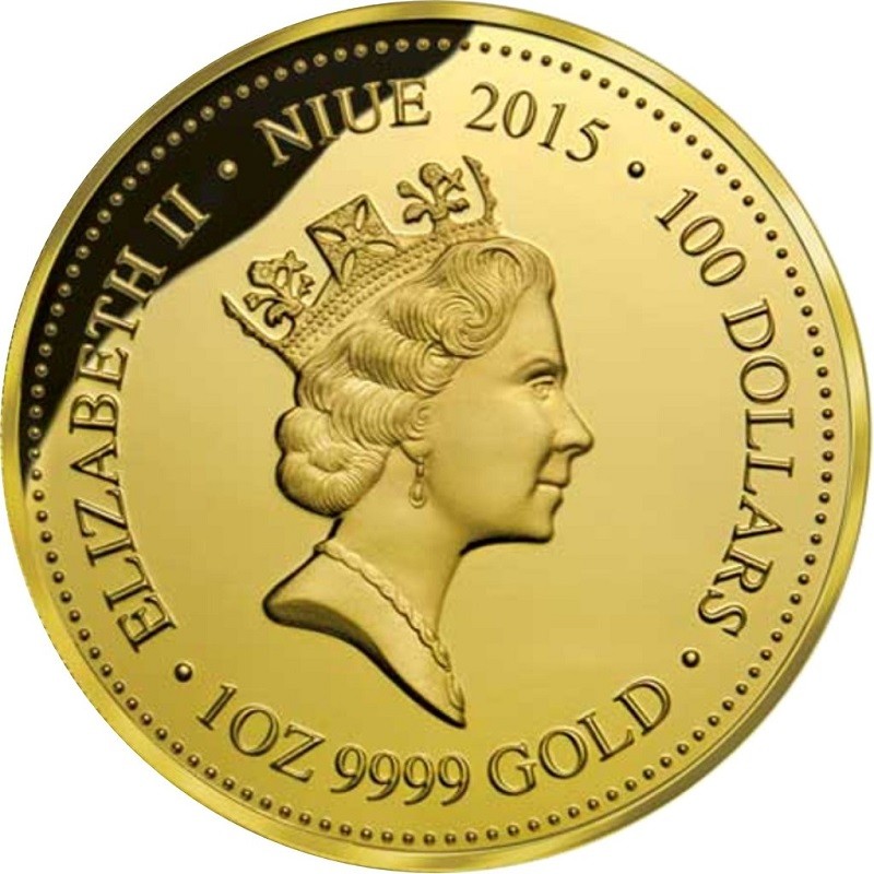 Золотая монета Ниуэ "Ящерица-молох" 2015 г.в., 31,1 г чистого золота (Проба 0,9999)