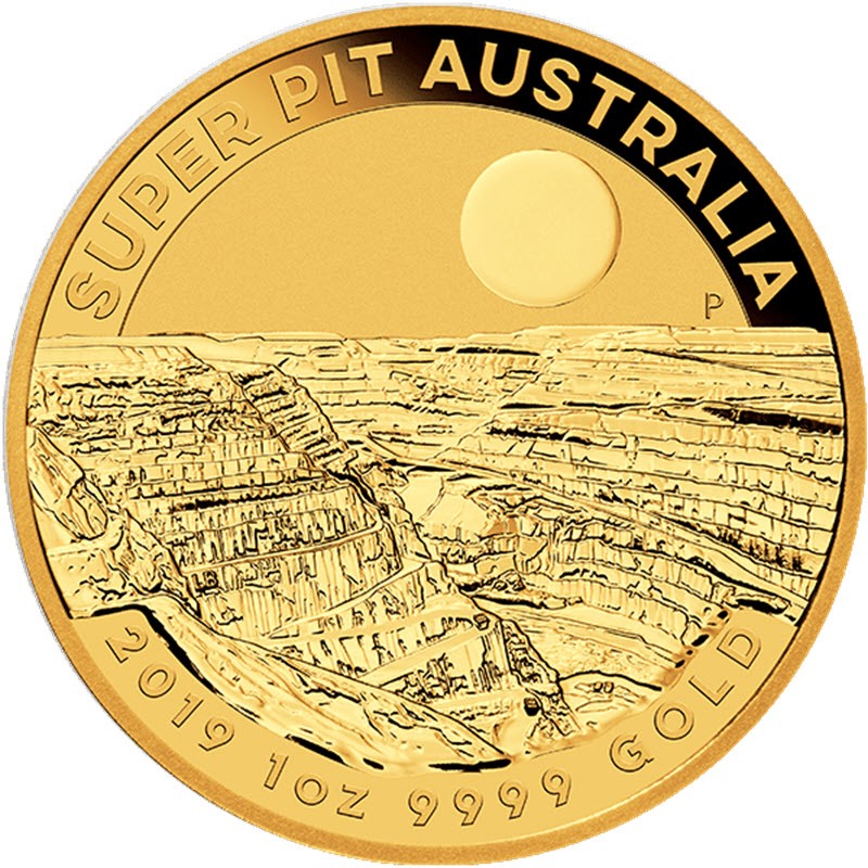 Золотая монета Австралии "Большой Рудник "Super Pit" 2019 г.в., 31,1 г чистого золота (Проба 0,9999)