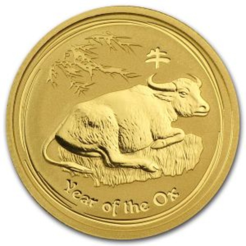 Золотая монета Австралии Лунар II, 2009 г. - год Быка (1/2 унции)