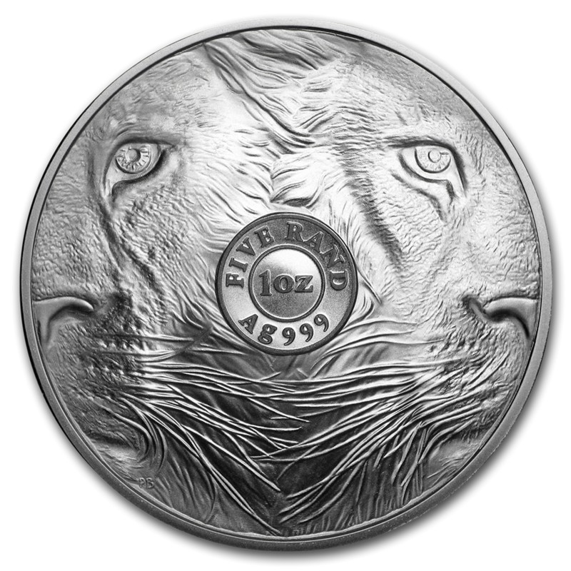 Серебряная монета ЮАР "Большая пятерка: Лев" 2019 г.в., 31,1 г чистого серебра (Проба 0,999)