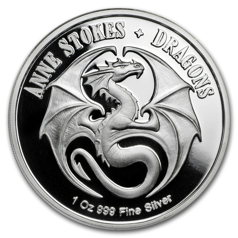 Серебряный жетон США "Энн Стоукс Благородный Дракон ", 31.1 г чистого серебра (Проба 0,999)