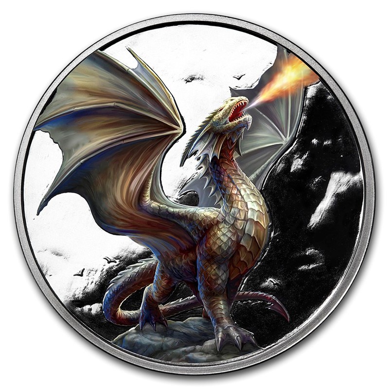 Серебряный жетон США "Энн Стоукс Благородный Дракон ", 31.1 г чистого серебра (Проба 0,999)