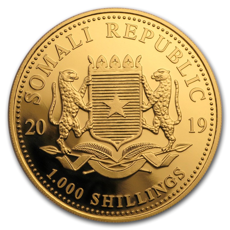 Комиссия: Набор из 4-х золотых монет Сомали "Слон" 2019 г.в., 57,54 г чистого золота (Проба 0,9999)