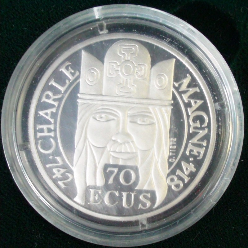 Платиновая монета Франции Карл Великий (1990 г.в.), 19,98 г платины (проба 0,999)