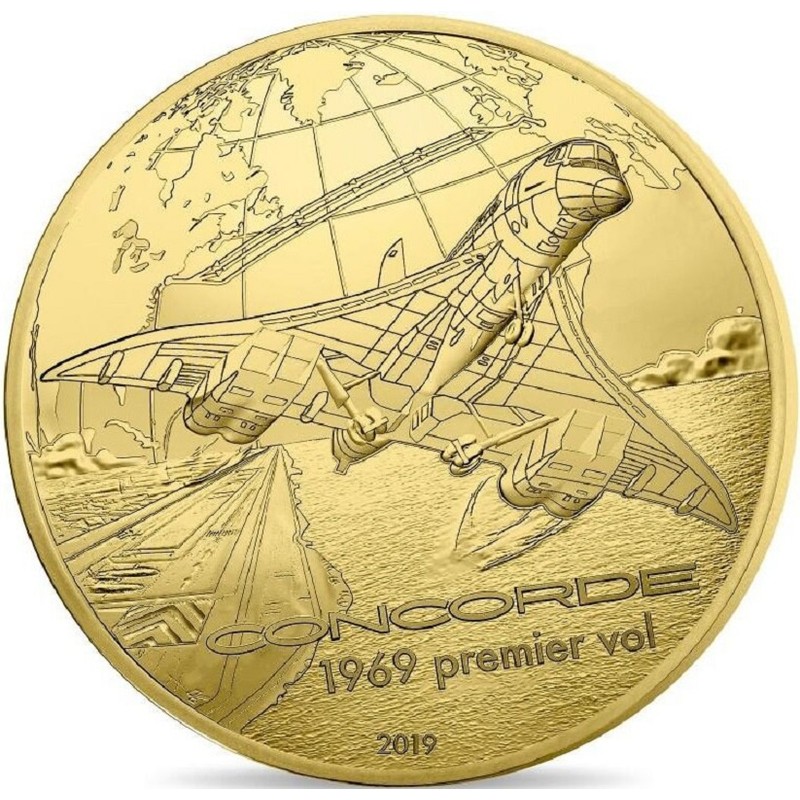 Золотая монета Франции "Конкорд" 2019 г.в., 31.1 г чистого золота (Проба 0,999)