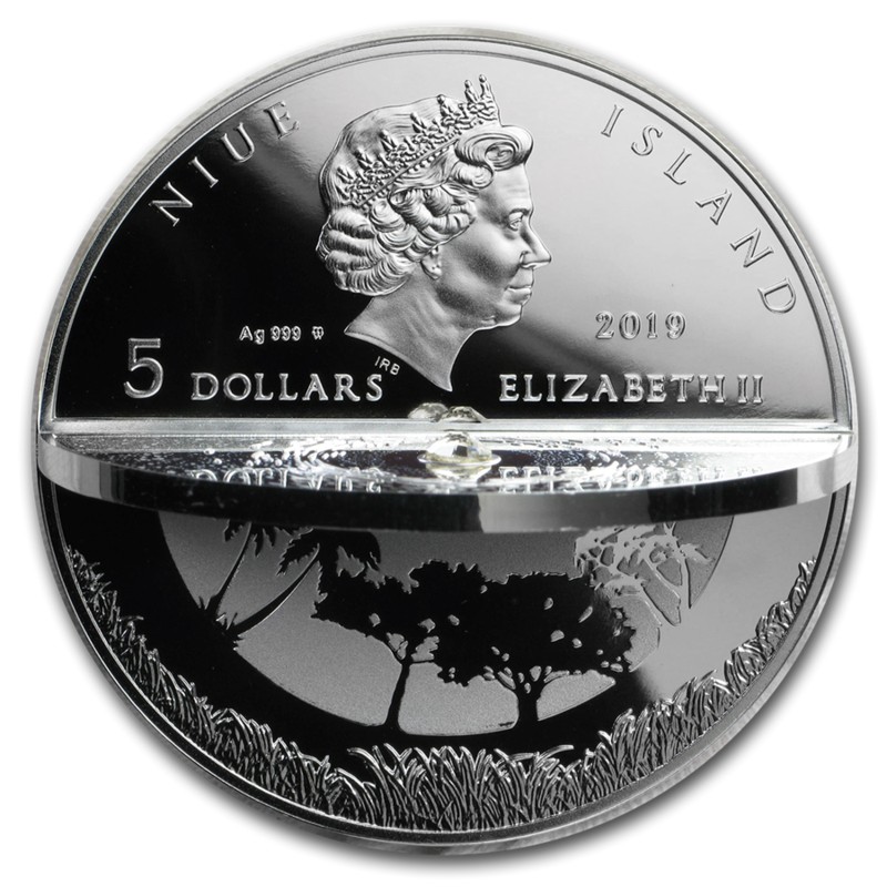 Серебряная 3D-монета Ниуэ "Сотворение мира" 2019 г.в., 62.2 г чистого серебра (Проба 0,999)