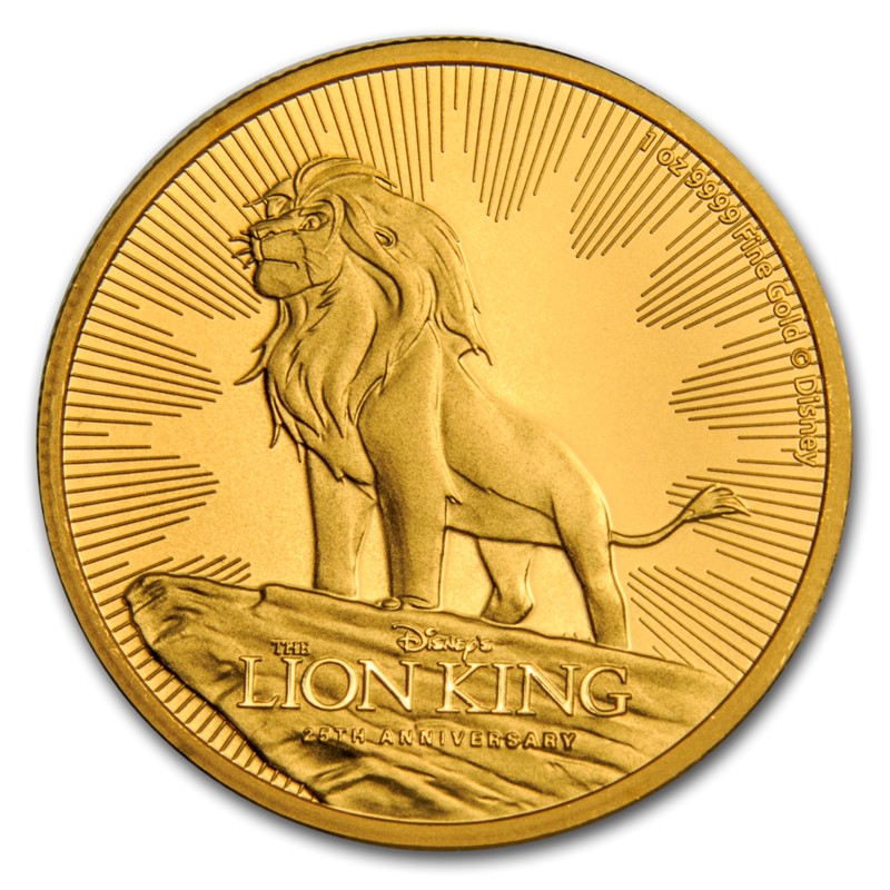 Золотая монета Ниуэ "Король-Лев" 2019 г.в., 31.1 г чистого золота (Проба 0,9999)