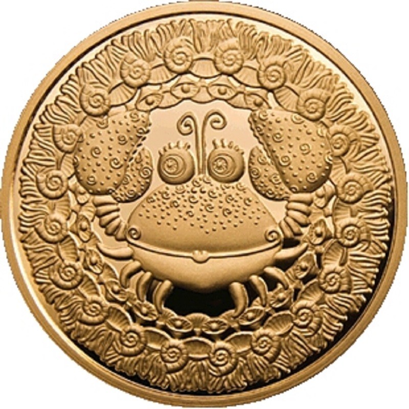 Золотая монета Беларуси "Знаки Зодиака - Рак" 2011 г.в., 13.95 г чистого золота (Проба 0,900)
