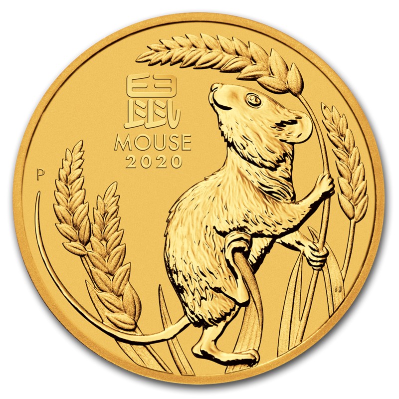 Золотая монета Австралии "Лунный календарь III - Год Крысы", 2020 г.в. 7.78 г чистого золота (проба 0,9999)