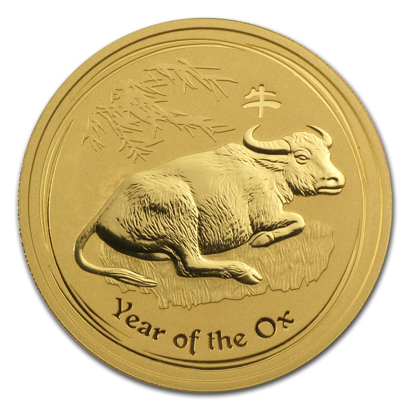 Золотая монета Австралии Лунар II - Год Быка, 2009 г. , 62.2 г чистого золота (Проба 0,9999)