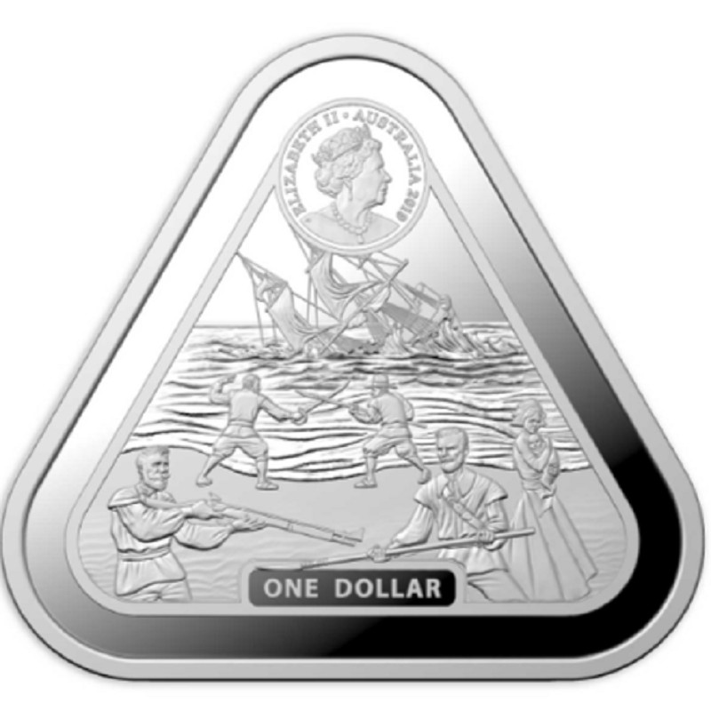Серебряная монета Австралии "Кораблекрушение "Батавии"" 2019 г.в., 31.1 г чистого серебра (Проба 0,999)