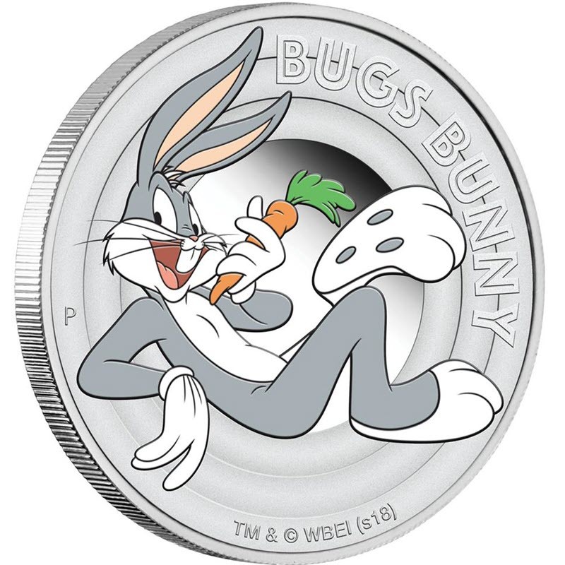 Серебряная монета Тувалу "Кролик Багз Банни" 2018 г.в., 15.55 г чистого серебра (Проба 0,999)