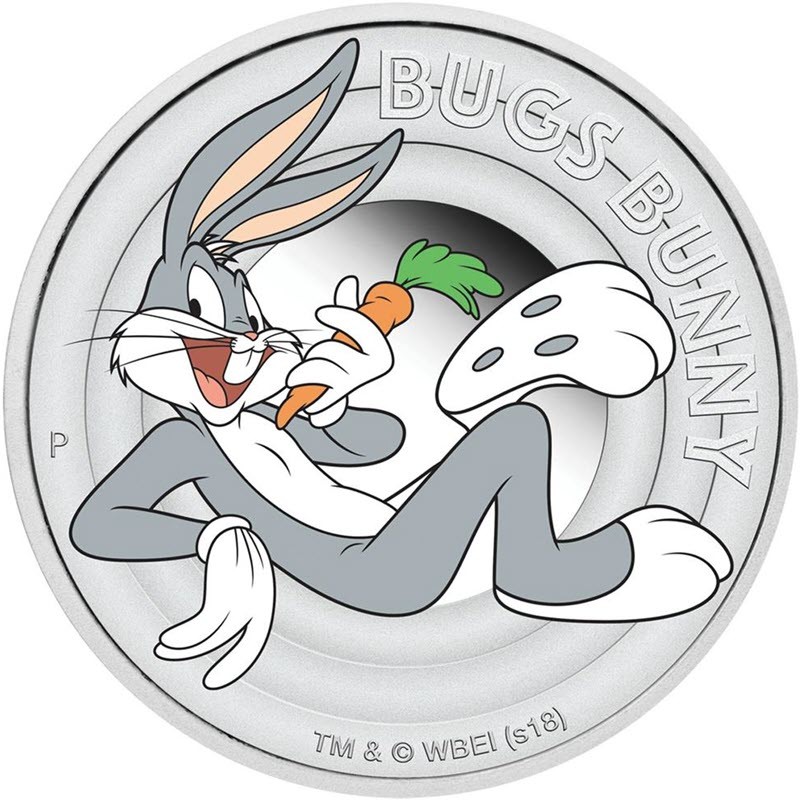 Серебряная монета Тувалу "Кролик Багз Банни" 2018 г.в., 15.55 г чистого серебра (Проба 0,999)