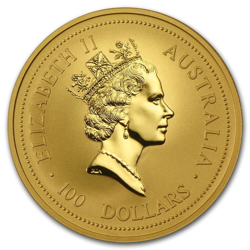 Золотая монета Австралии "Лунар I - Год Быка" 1997 г.в., 31.1 г чистого золота (Проба 0,9999)