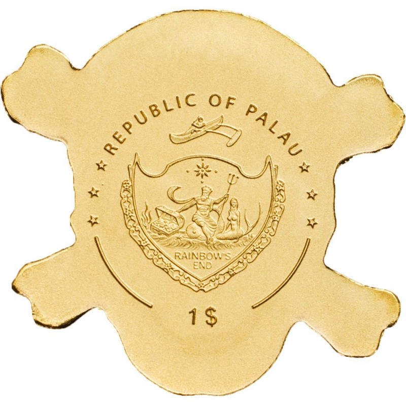 Золотая монета Палау "Пиратский Череп", 0.5 грамм чистого золота (Проба 0,9999)