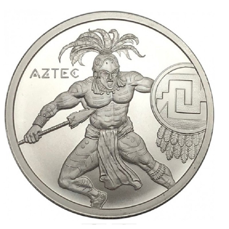 Серебряный жетон США «Ацтекский воин» 31.1 г чистого серебра (проба 0.999)